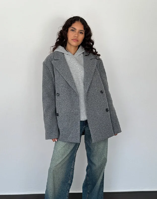 structured blazer jacket for women -Binaiya Oversized Blazer in Grey