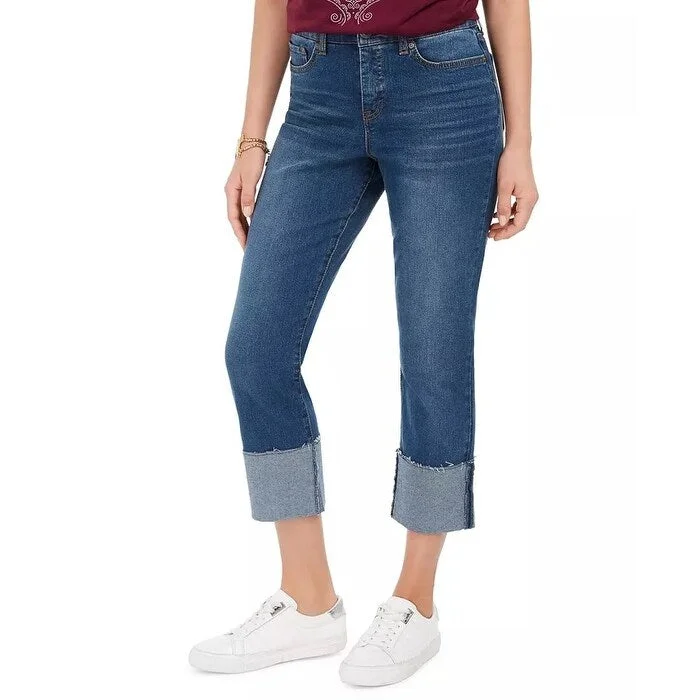 ultra-lightweight summer jeans for women -Style & Co Women's High Rise Crop Straight Leg Jeans Blue Size 10