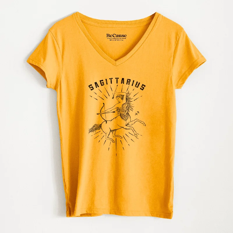 women's off-shoulder top -Sagittarius - Archer's Spirit - Women's 100% Recycled V-neck