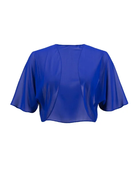 zip-up casual anorak jacket for women -Sheer Bolero In Royal Sapphire