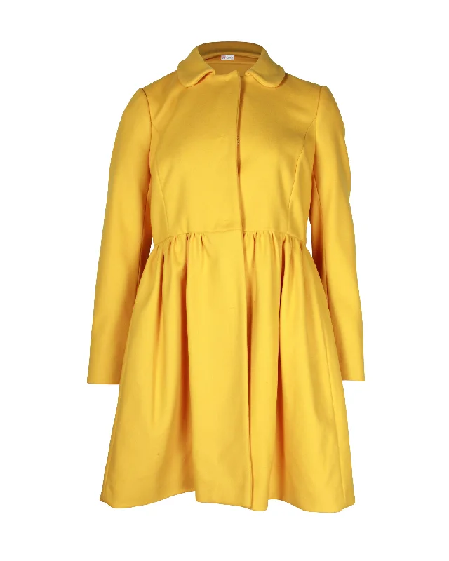 luxury designer winter coat for women -Red Valentino Coat Dress in Yellow Wool