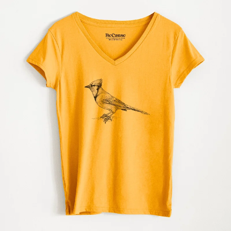 ladies' boyfriend-style shirt -Blue Jay - Cyanocitta cristata - Women's 100% Recycled V-neck