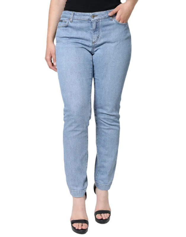 women's fold hem relaxed jeans -Dolce & Gabbana  Pretty Slim Fit Cotton  Women's Jeans