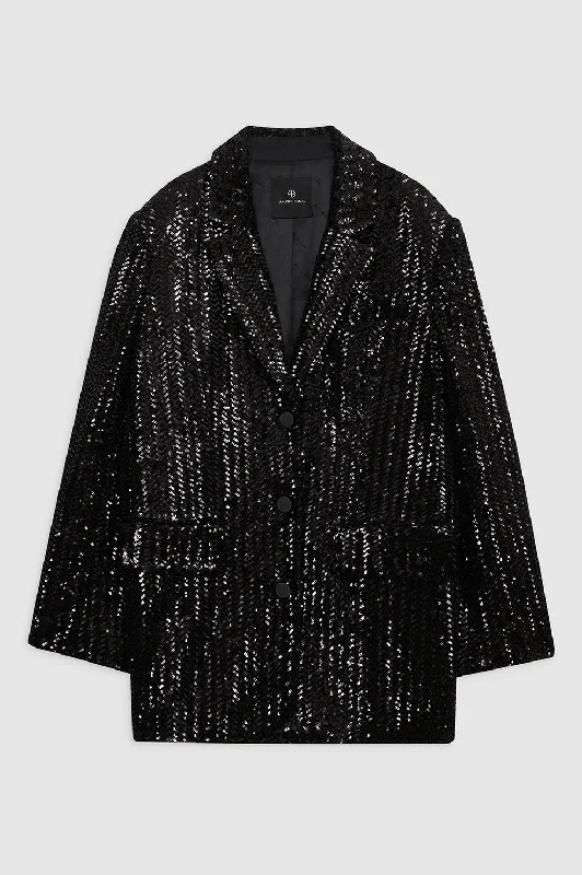 women's travel-friendly jacket -Sara Blazer - Black Sequin