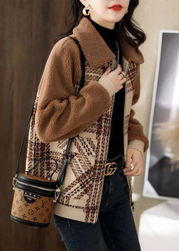 women's relaxed boyfriend blazer -Plus Size Coffee Thick Patchwork Teddy Faux Fur Coats Winter