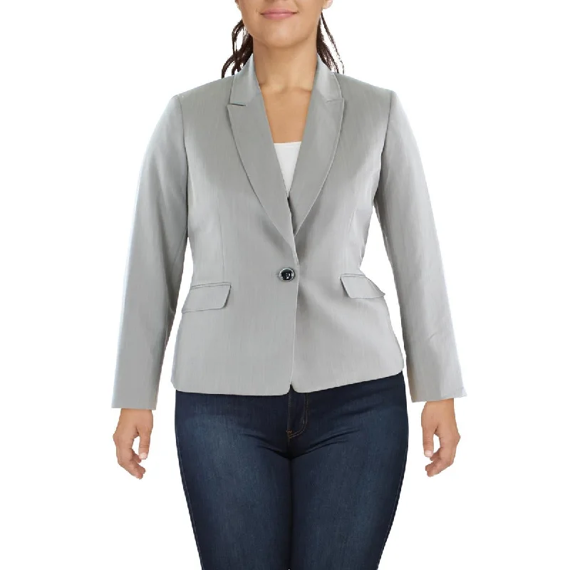 warm down coat for women -Le Suit Womens Woven Striped One-Button Blazer