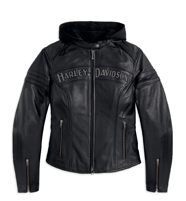 stylish women's blazer -HARLEY-DAVIDSON MISS ENTHUSIAST WOMEN'S 3-IN-1 LEATHER JACKET 98030-12VW