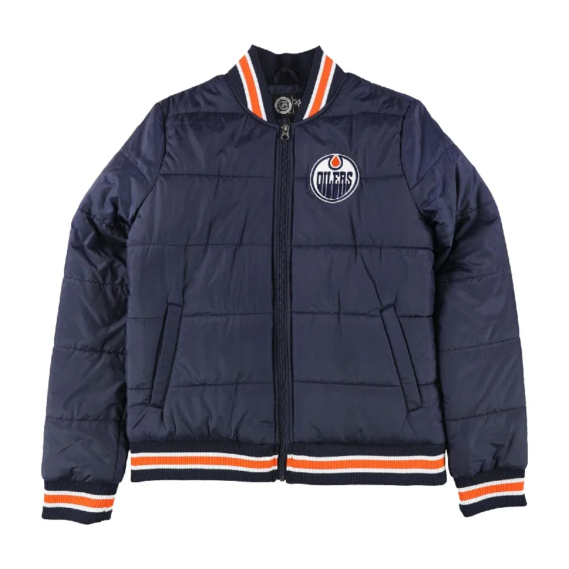 women's relaxed boyfriend blazer -G-III Sports Womens Edmonton Oilers Jacket, Blue, Medium