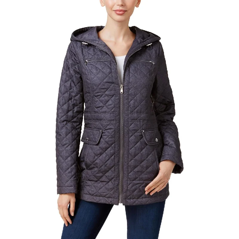 classic women's wool coat -Womens Hooded Short Quilted Coat