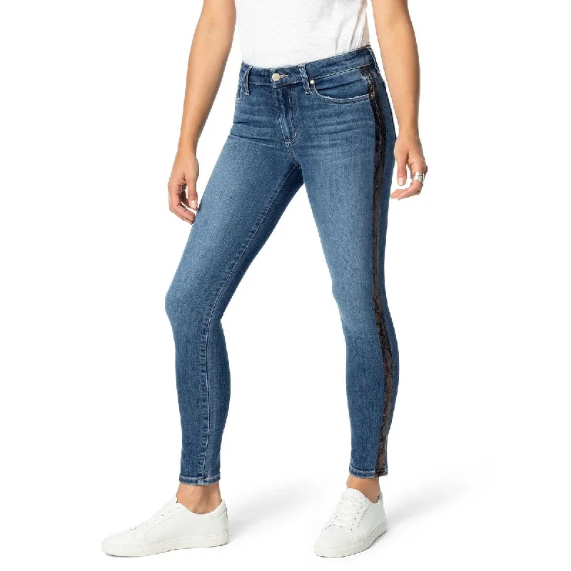 ladies' tapered leg denim pants -Joe's Women's Denim Skinny Stretch Side Stripe Jeans Blue Size 24