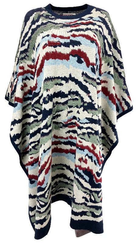 women's classic polo shirt -Chufy Lucis Knit Poncho in Multi