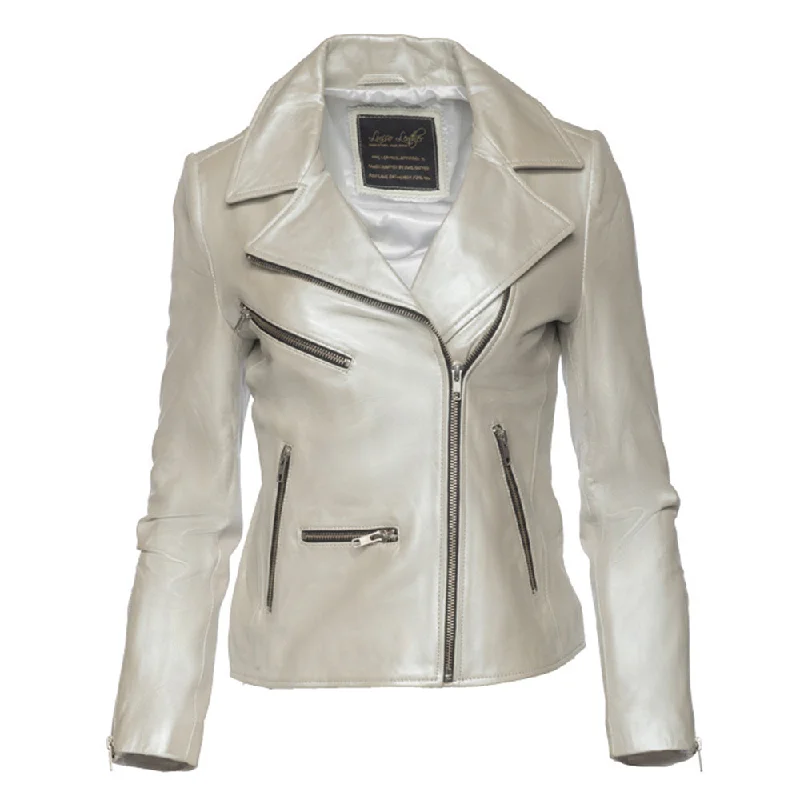 winter-ready women's parka -Women's Silver leather jacket