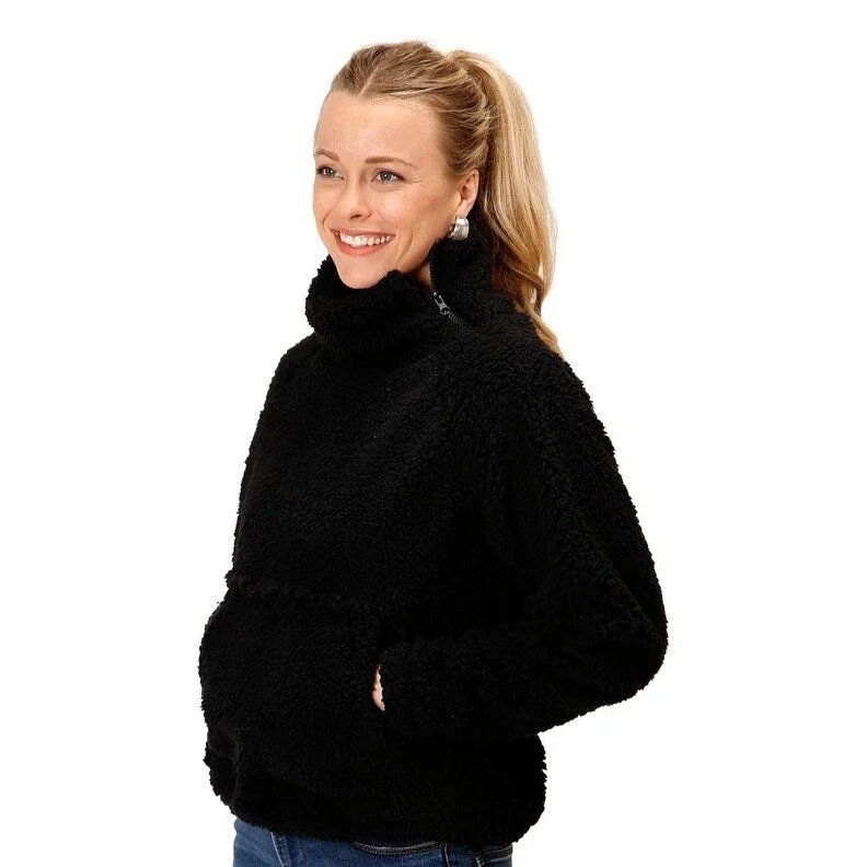 winter parka for women -Roper Western Jacket Womens Fleece Kangaroo Black 03-098-0250-6184 BL