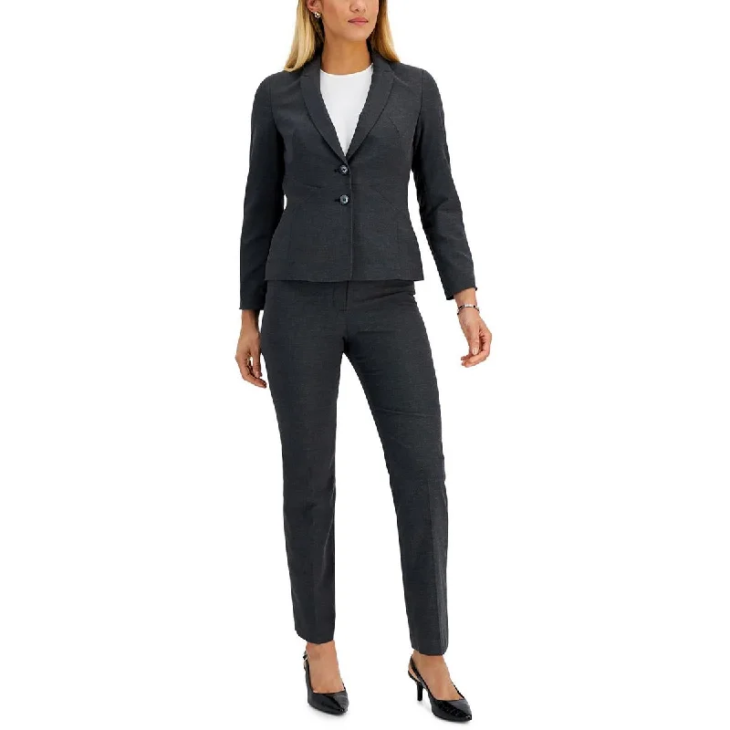 women's sherpa-lined jacket -Le Suit Womens Petites Woven Seamed Two-Button Blazer