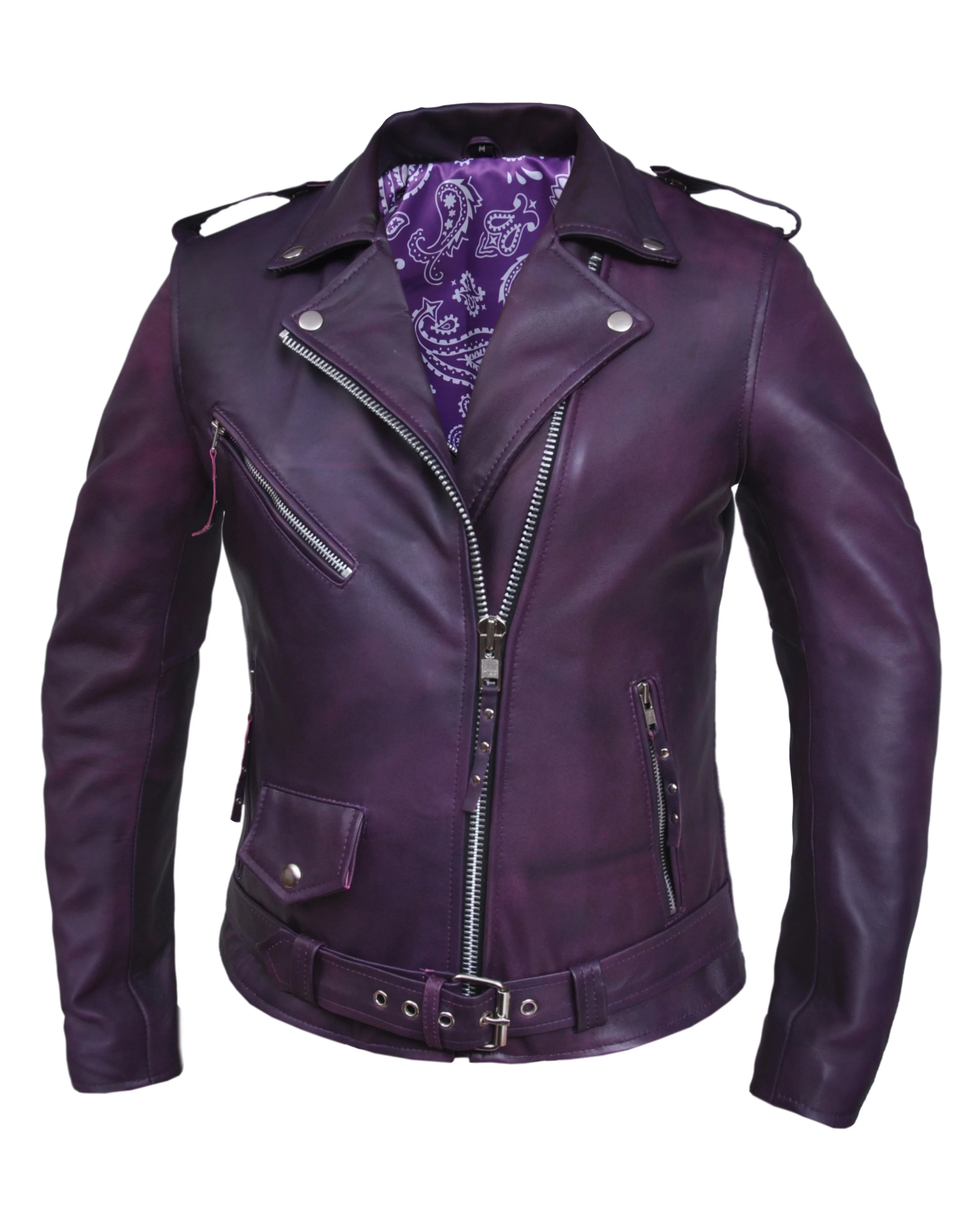 women's outdoor fleece jacket -6832.17- Women's Purple Leather Jacket