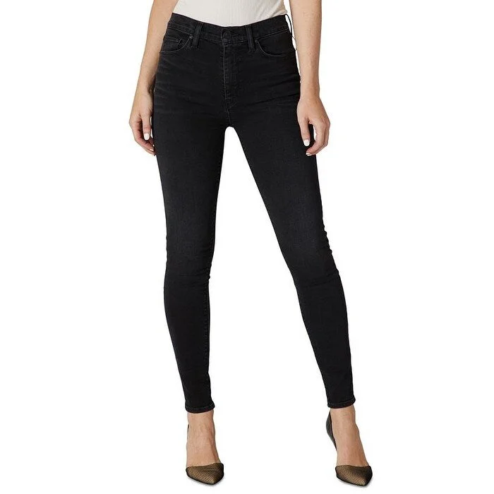 women's paperbag waist jeans -Hudson Jeans Women's Barbara Sparkle High Waist Skinny Jeans Black Size 25