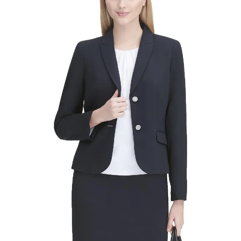 women's teddy bear coat -Calvin Klein Womens Notch Collar Suit Separate Two-Button Blazer