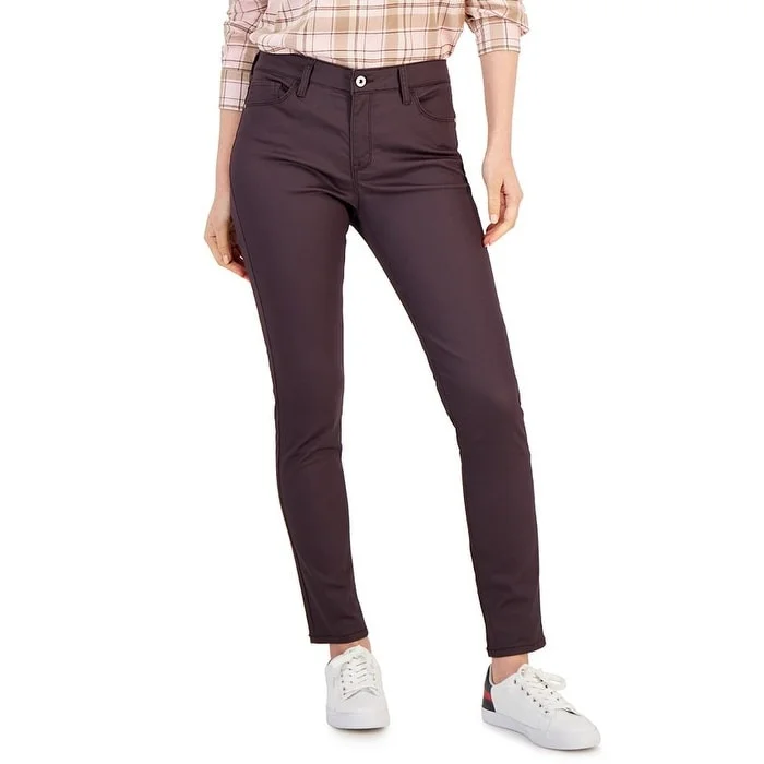 women's super skinny ankle jeans -Tommy Hilfiger Women's Coated Skinny Ankle Jeans Purple Size 16