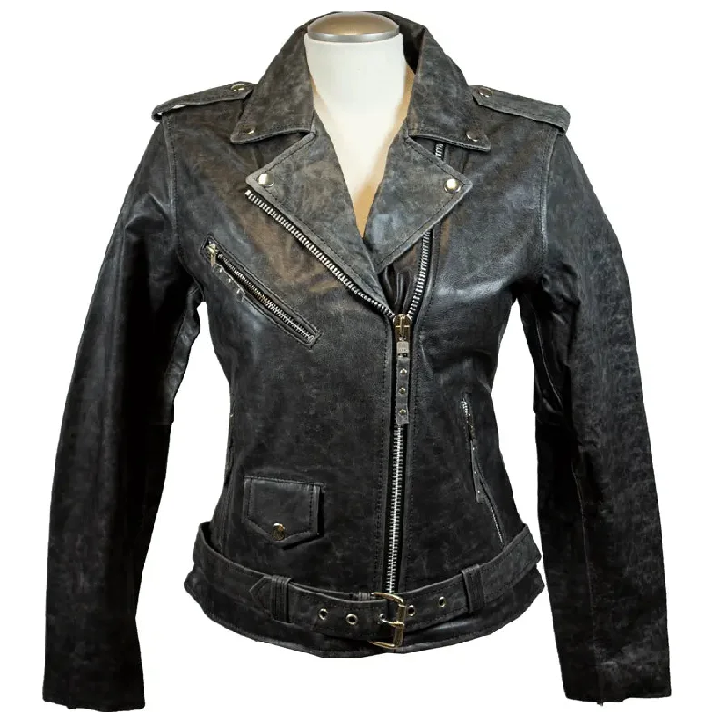 classic camel coat for ladies -BOL Women's Biker Style Leather Jacket