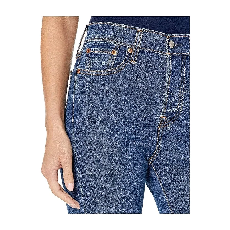 high-rise tapered jeans for women -Levi's Women's Distressed Cropped Jeans Blue Size 27X26