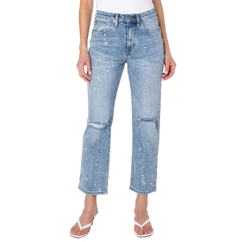 ladies' cropped boyfriend jeans -Earnest Sewn Women's High Rise Ankle Jeans Blue Size 30