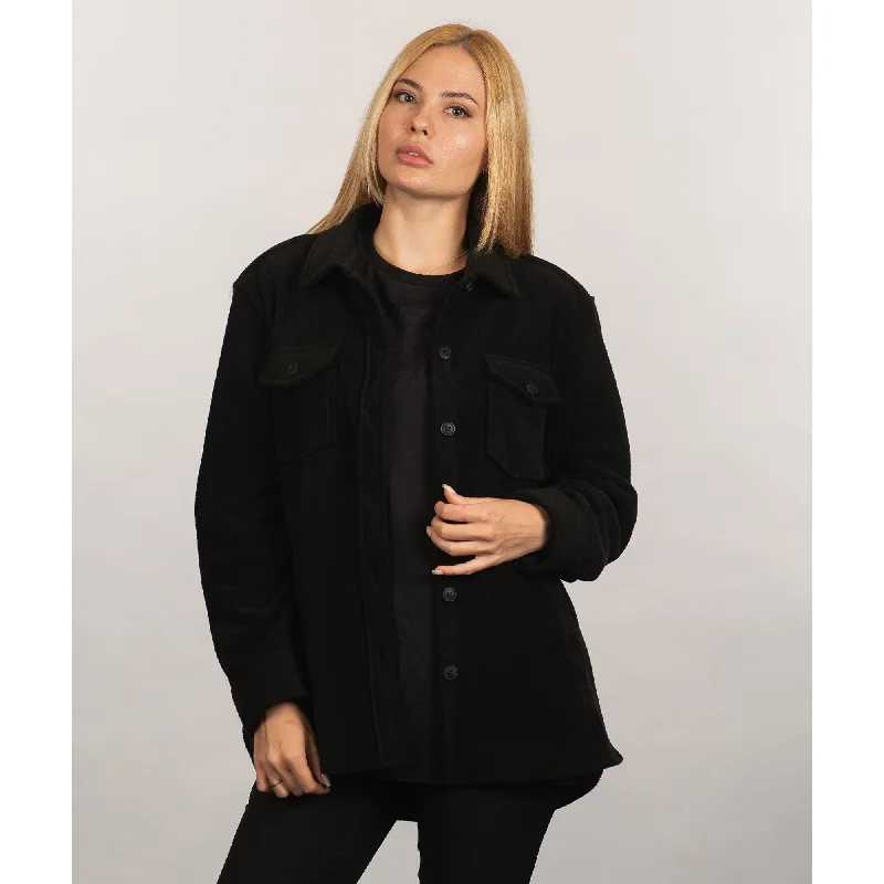 casual coats for women -Split Coast Polar Fleece Shacket