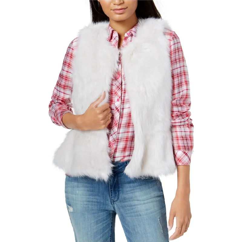 ladies' soft knit cardigan coat -Maison Jules Womens Peplum Faux Fur Vest