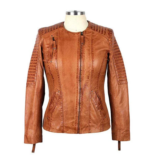 sleek satin bomber jacket for women -Womens Bessemer Leather Jacket