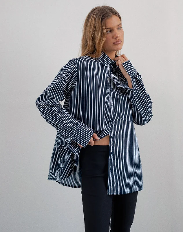 women's casual blouse -Turner Shirt in Mono Stripe Navy