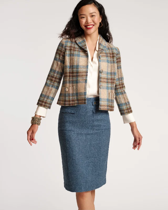 women's hooded winter jacket -Finley Wool Blazer Stewart Plaid