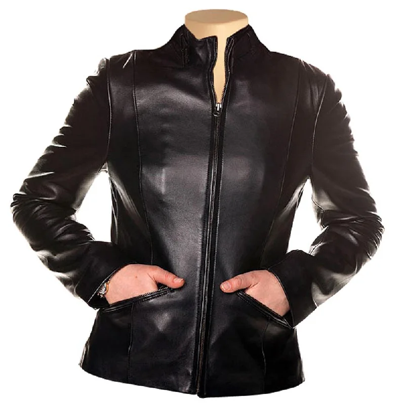 stylish longline coat for women -Women's Yesenia Black Leather Jacket