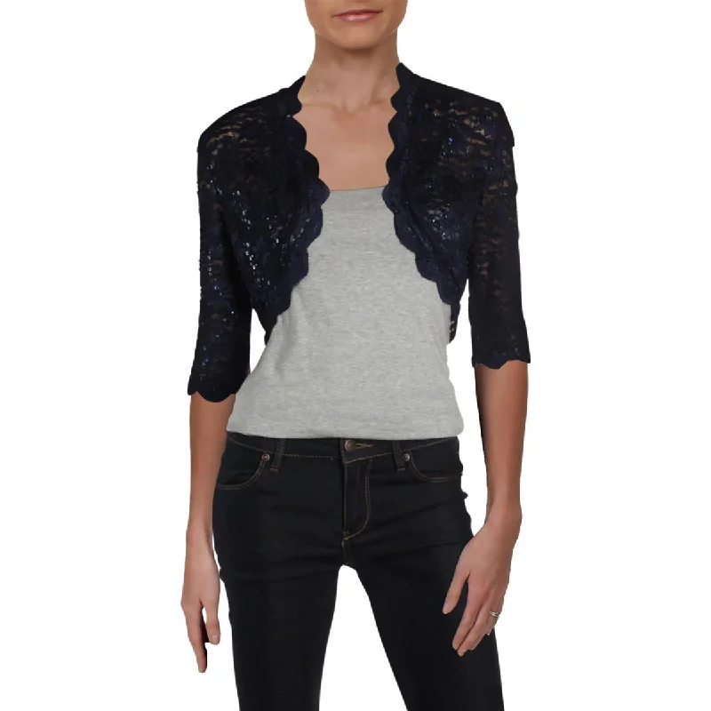 lightweight packable jacket for women -R&M Richards Womens Lace Crop Bolero