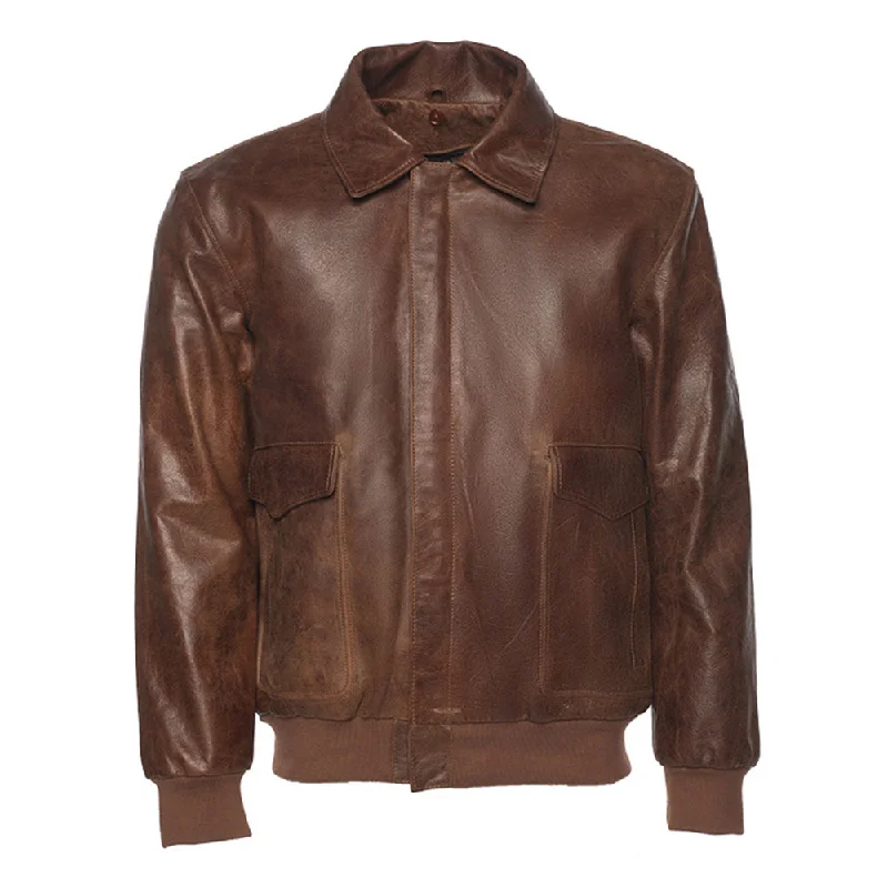 lightweight packable jacket for women -Laurent Vintage Brown A2 bomber Jacket