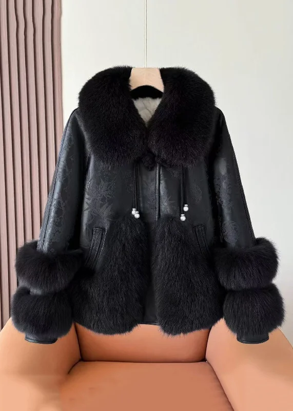 ladies' faux suede jacket -New Black Fur Collar Faux Leather Patchwork Parkas Winter