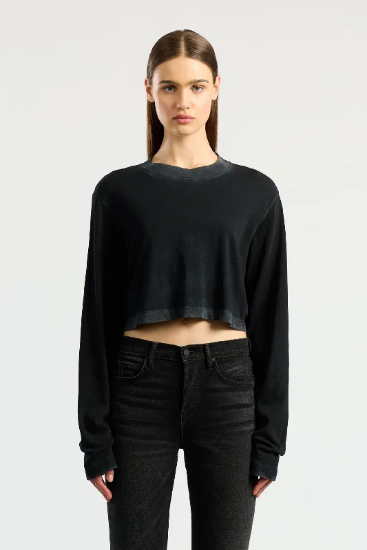 trendy mesh panel top for ladies -Tokyo Crop Shirt