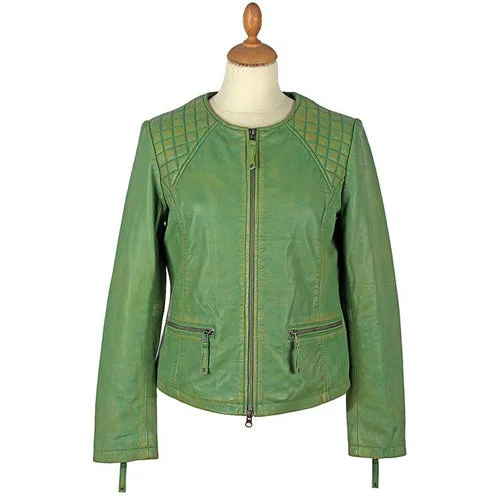 ladies' cashmere overcoat -Women's Simi Kelly Green Leather Jacket