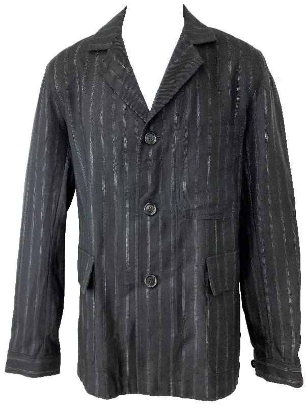 classic trench raincoat for women -Dries Van Noten Pinstripe Blazer in Black