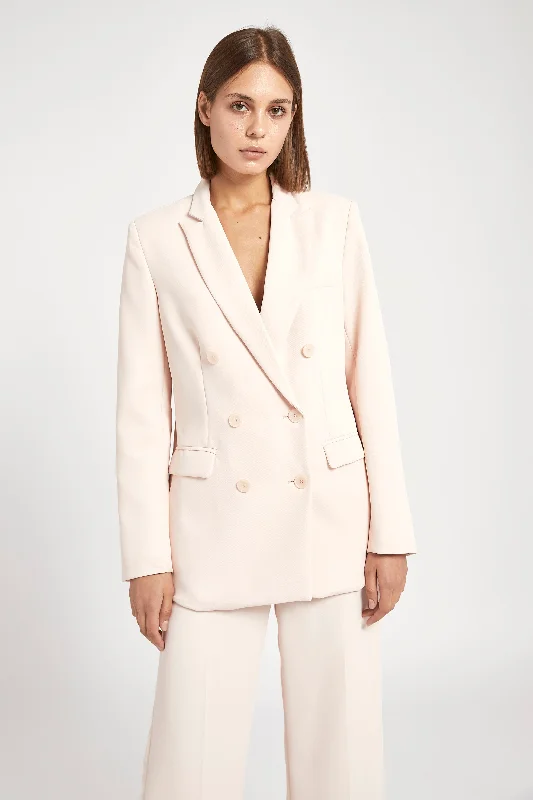 chic oversized blazer for women -Double Breasted Blazer - Pink