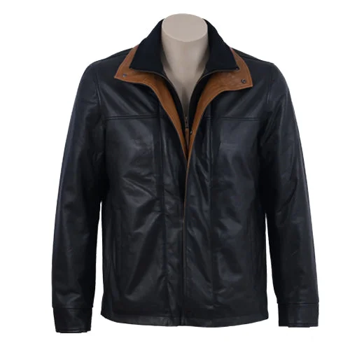 classic camel coat for ladies -Huxley Black Premium Leather jacket