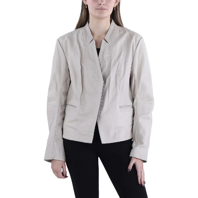 breathable softshell jacket for women -Womens Leather Long Sleeves Leather Jacket