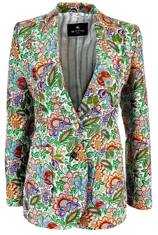 urban style cropped puffer jacket -Etro Tree of Life Jacquard Blazer in Multi