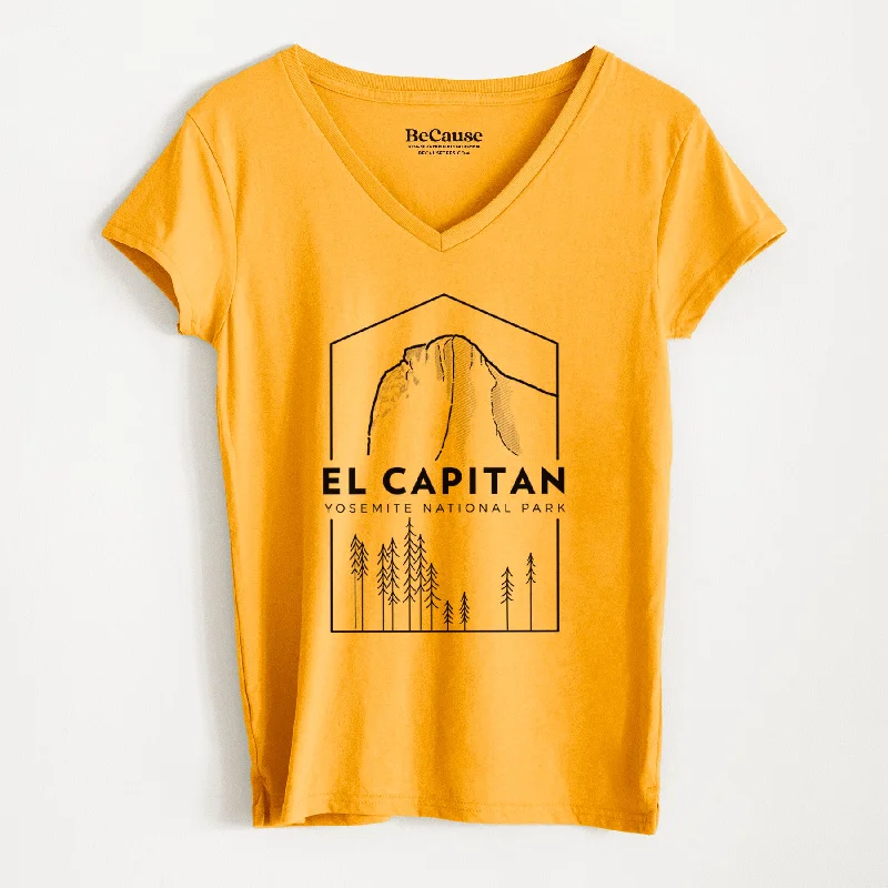 loose-fit linen top for women -El Capitan - Yosemite National Park - Women's 100% Recycled V-neck