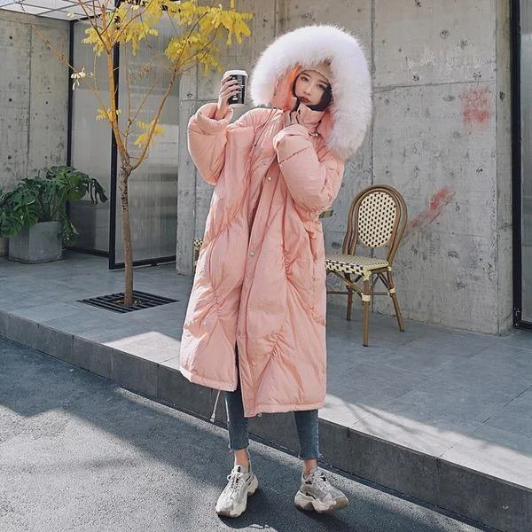 cozy oversized wrap coat for women -2023 New Fashion Loose Cotton Fur Collar Thick Coat