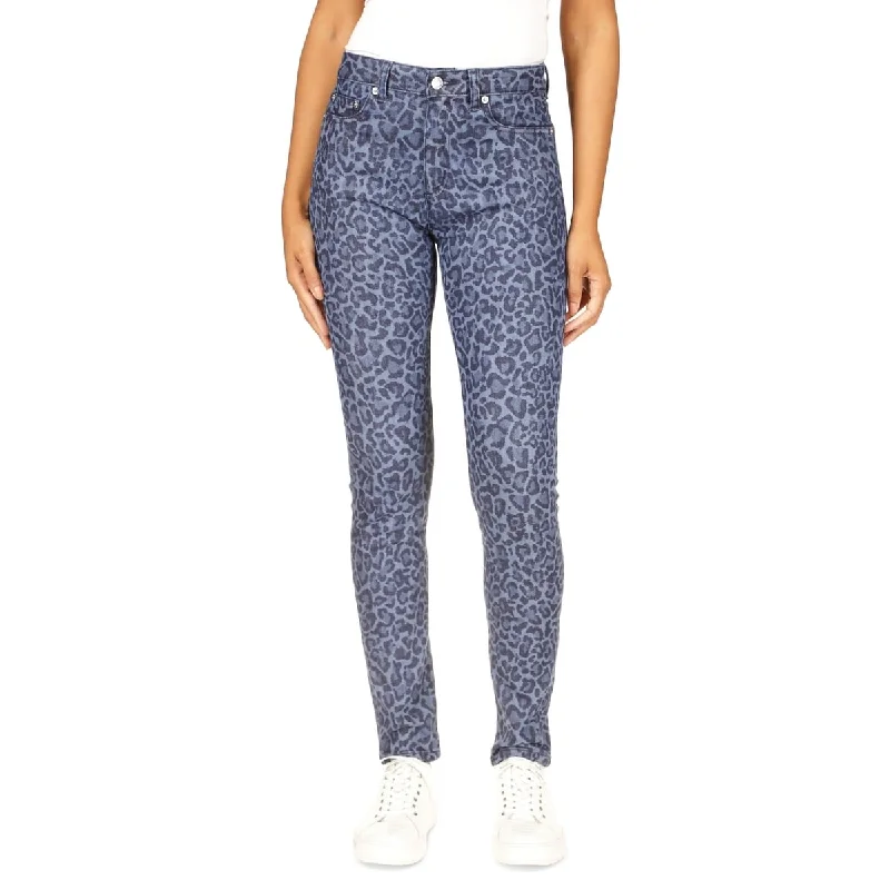 women's wide-leg denim trousers -Michael Kors Women's Selma High Rise Straight Skinny Jeans Blue