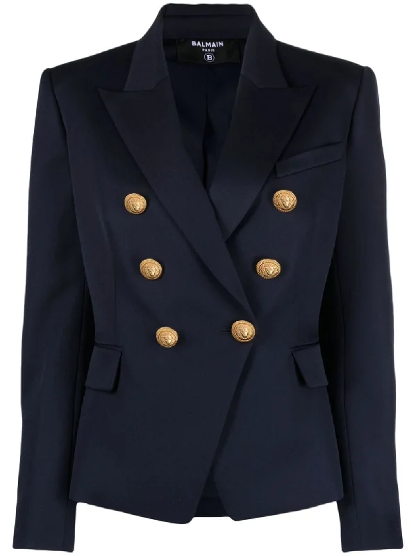 luxury designer winter coat for women -Balmain Women's Jackets blue