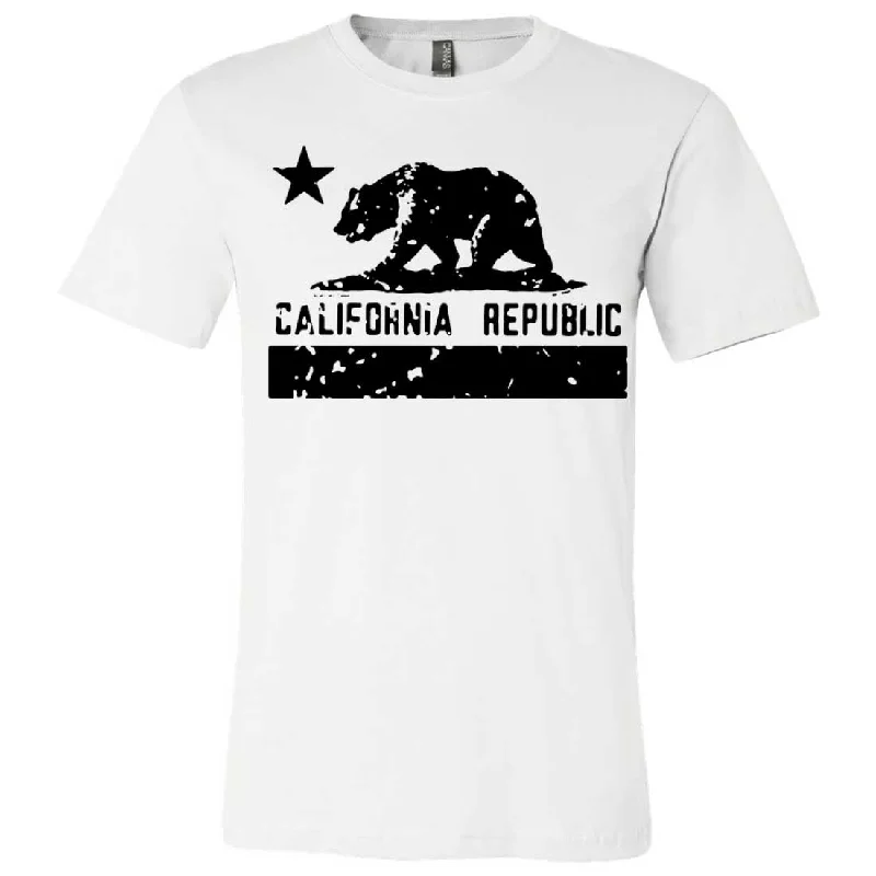 stylish halter neck top for ladies -California Flag Black Print Silhouette Asst Colors Mens Fitted T-Shirt/tee