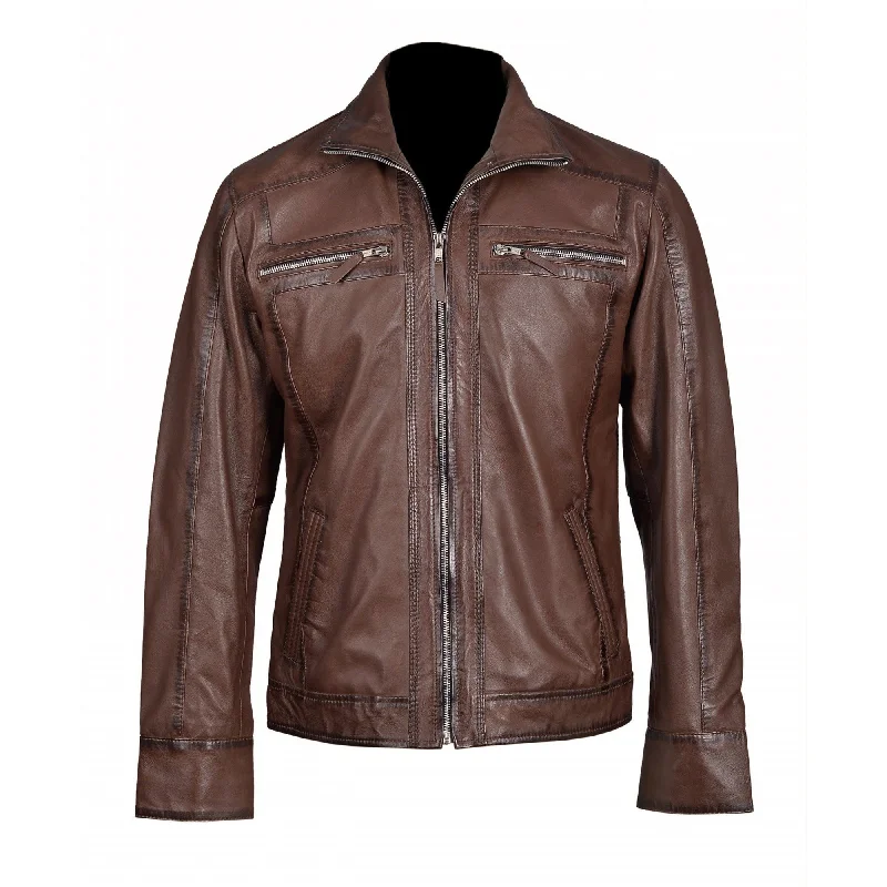 women's double-breasted coat -Thatchers premium hand waxed brown leather jacket