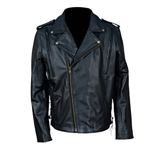 women's relaxed fit blazer -Flint Black double rider Motorcycle leather jacket