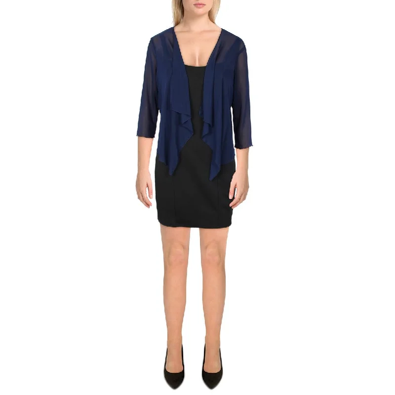 women's relaxed fit blazer -Connected Apparel Womens Petites Mesh Drapey Bolero