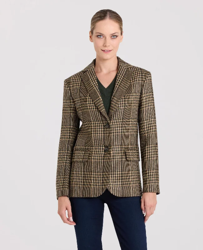 ladies' fur-lined jacket -Carol Oversized Check Blazer